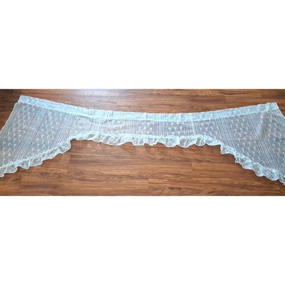 White Lace Swag Valance Arched Extra Long Ruffled Cottage Country 89x31 - Picture 1 of 5